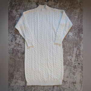 Vintage 80’s Knitmakers brand ivory cream color knit sweater dress all original
